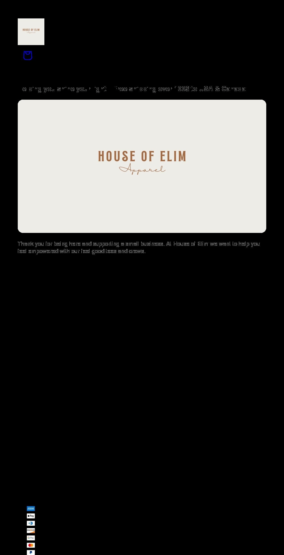 houseofelim.com shopify website screenshot