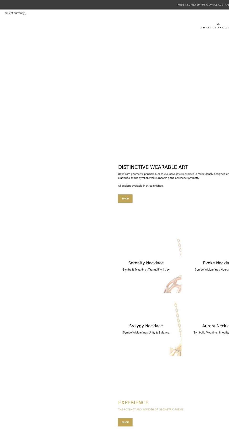 houseoffibonacci.com — Shopify storefront screenshot