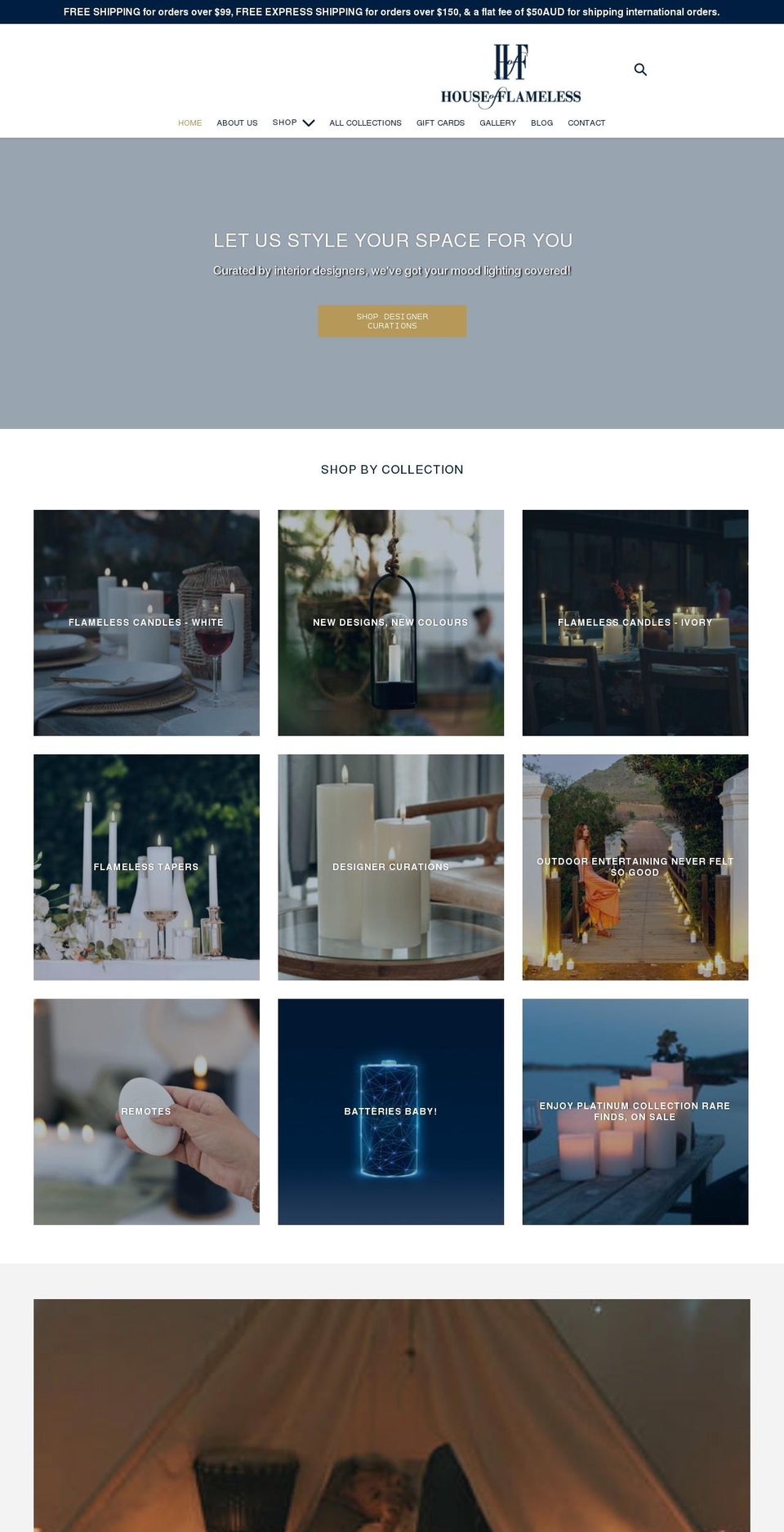 houseofflameless.com — Shopify storefront screenshot