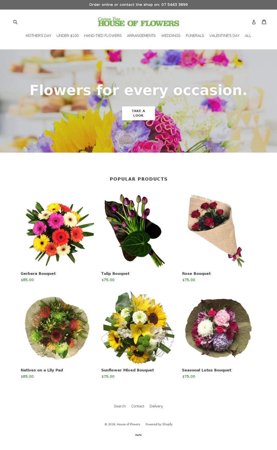 houseofflowers.com.au shopify website screenshot