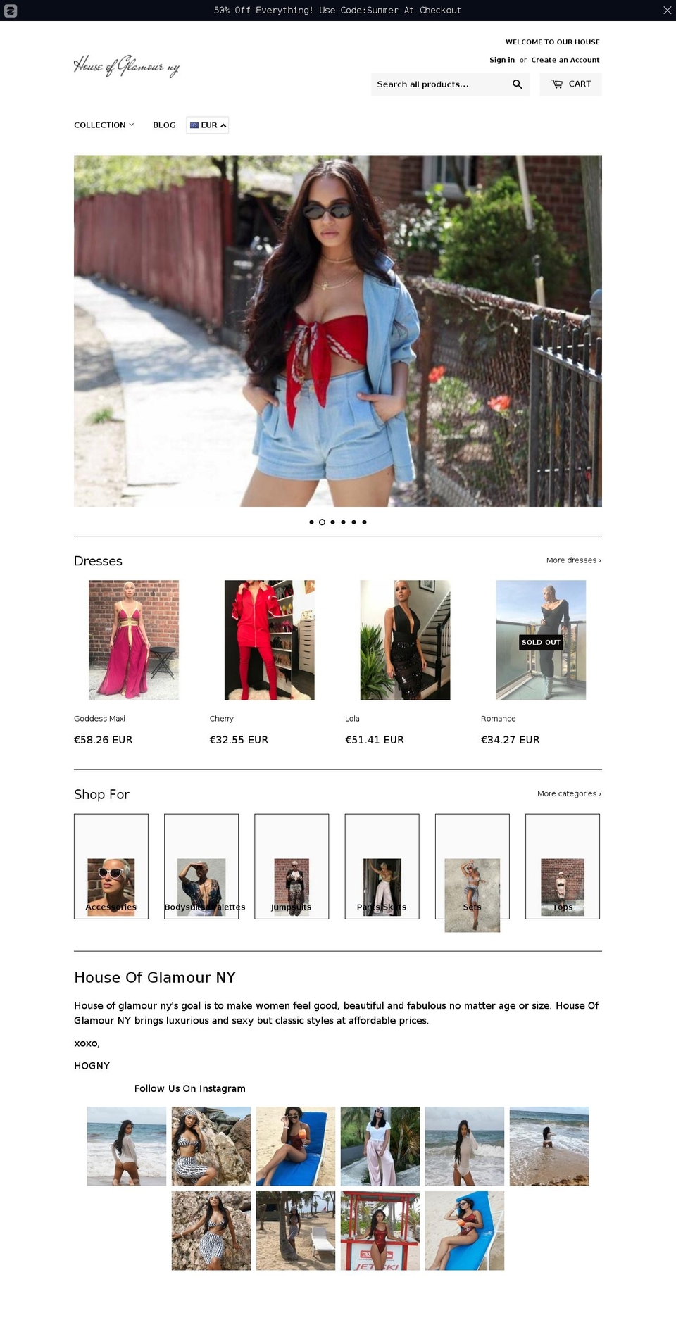 houseofglamourny.com shopify website screenshot