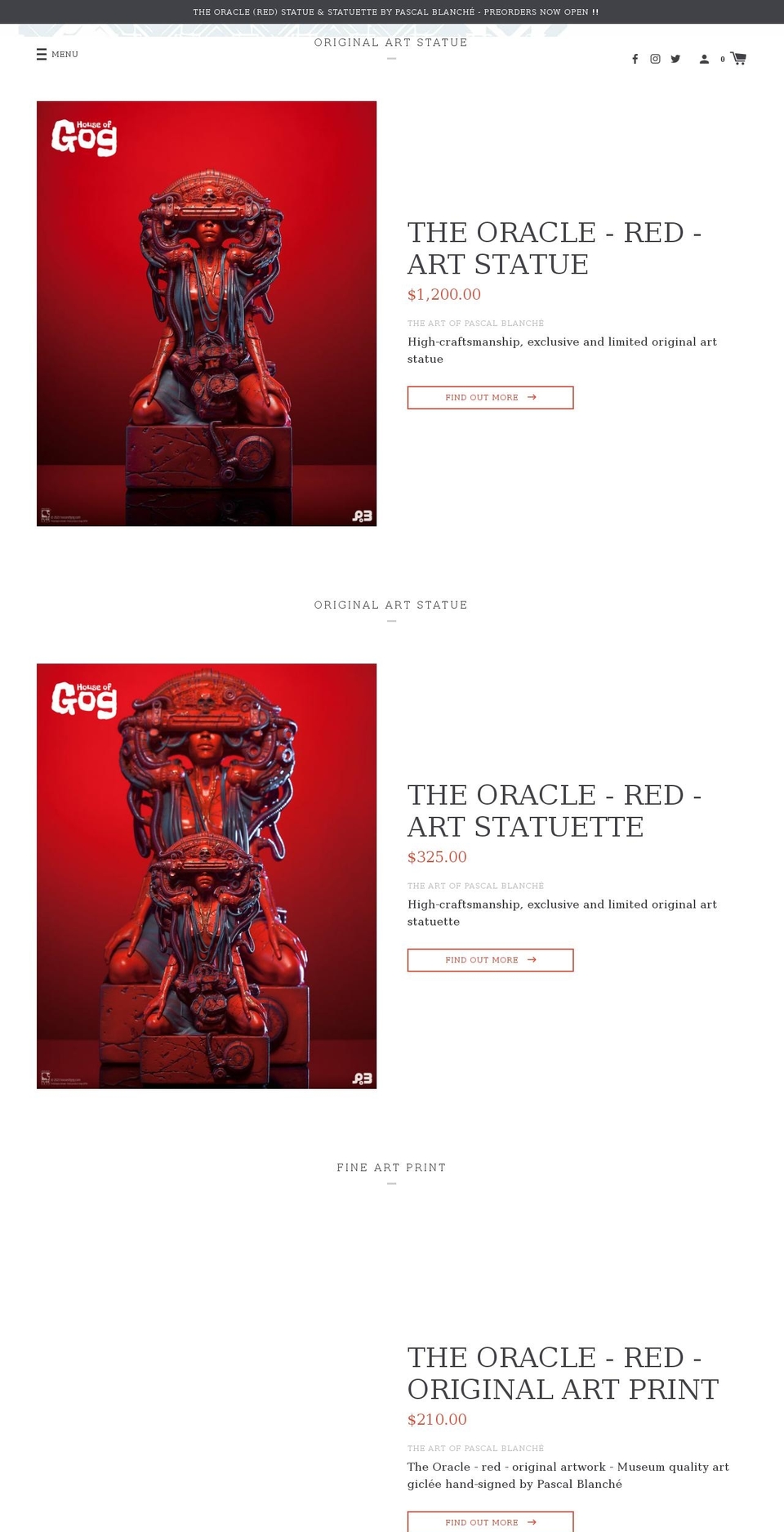 houseofgog.com shopify website screenshot
