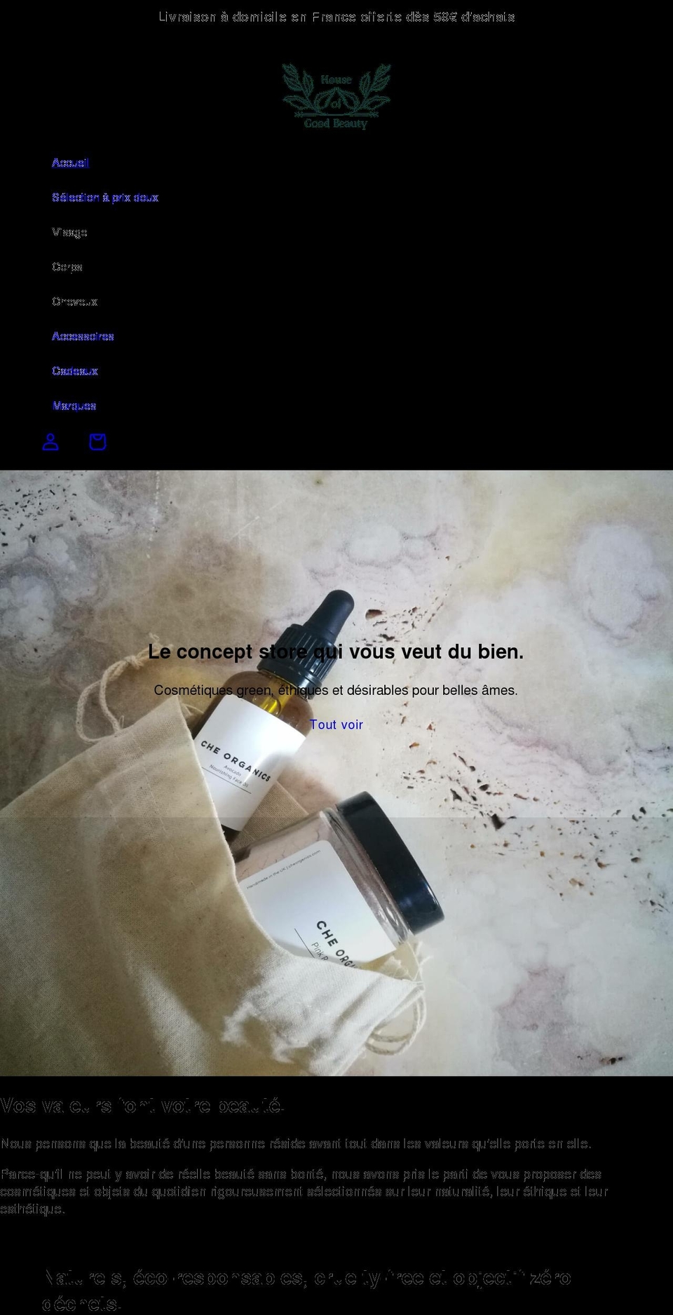 houseofgoodbeauty.com shopify website screenshot
