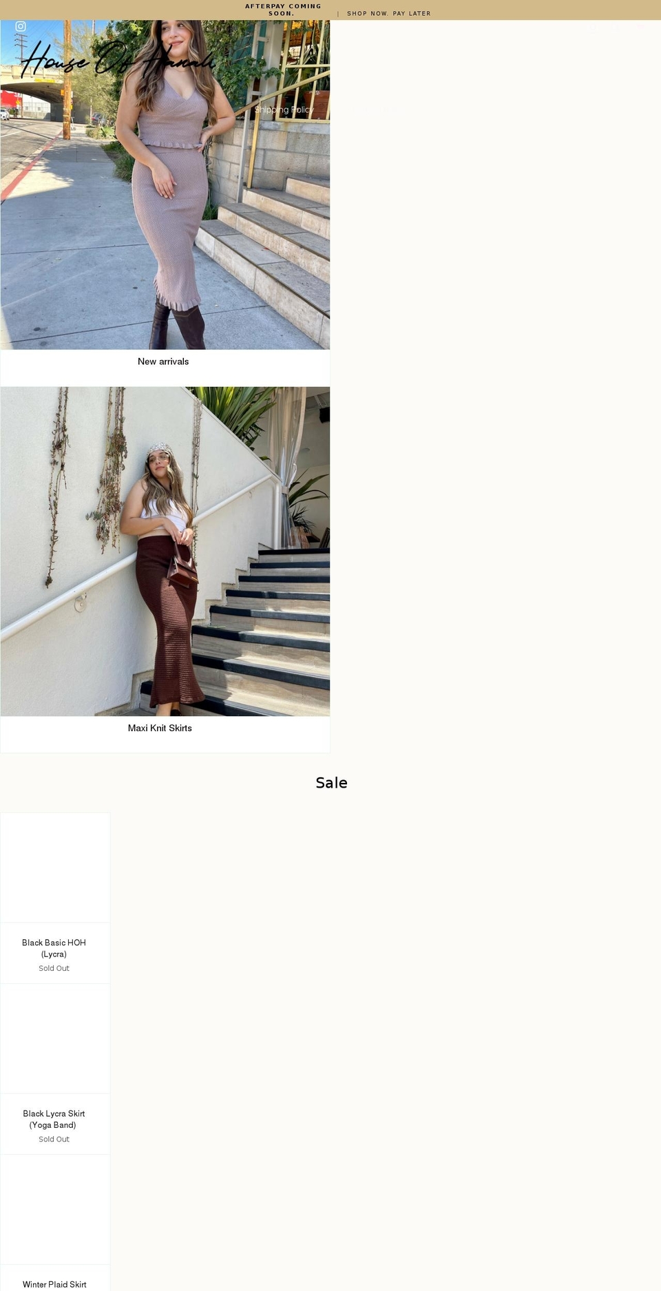 houseofhanah.com shopify website screenshot