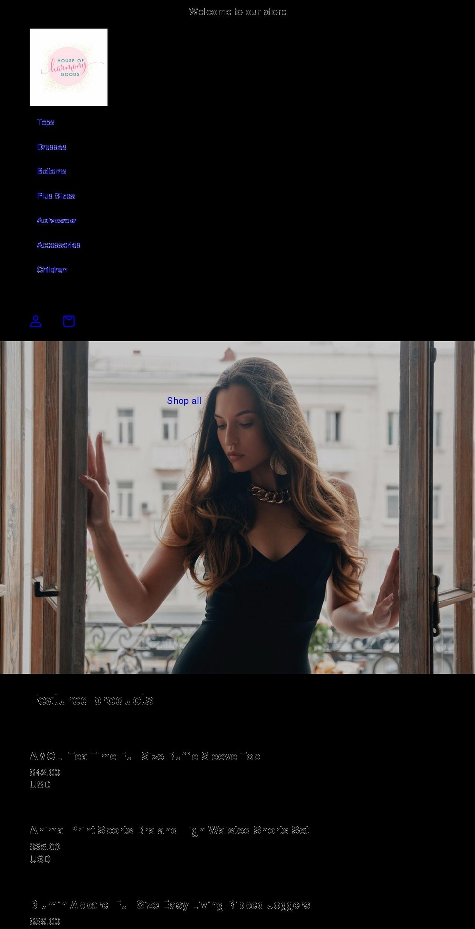 houseofharmonygoods.com shopify website screenshot