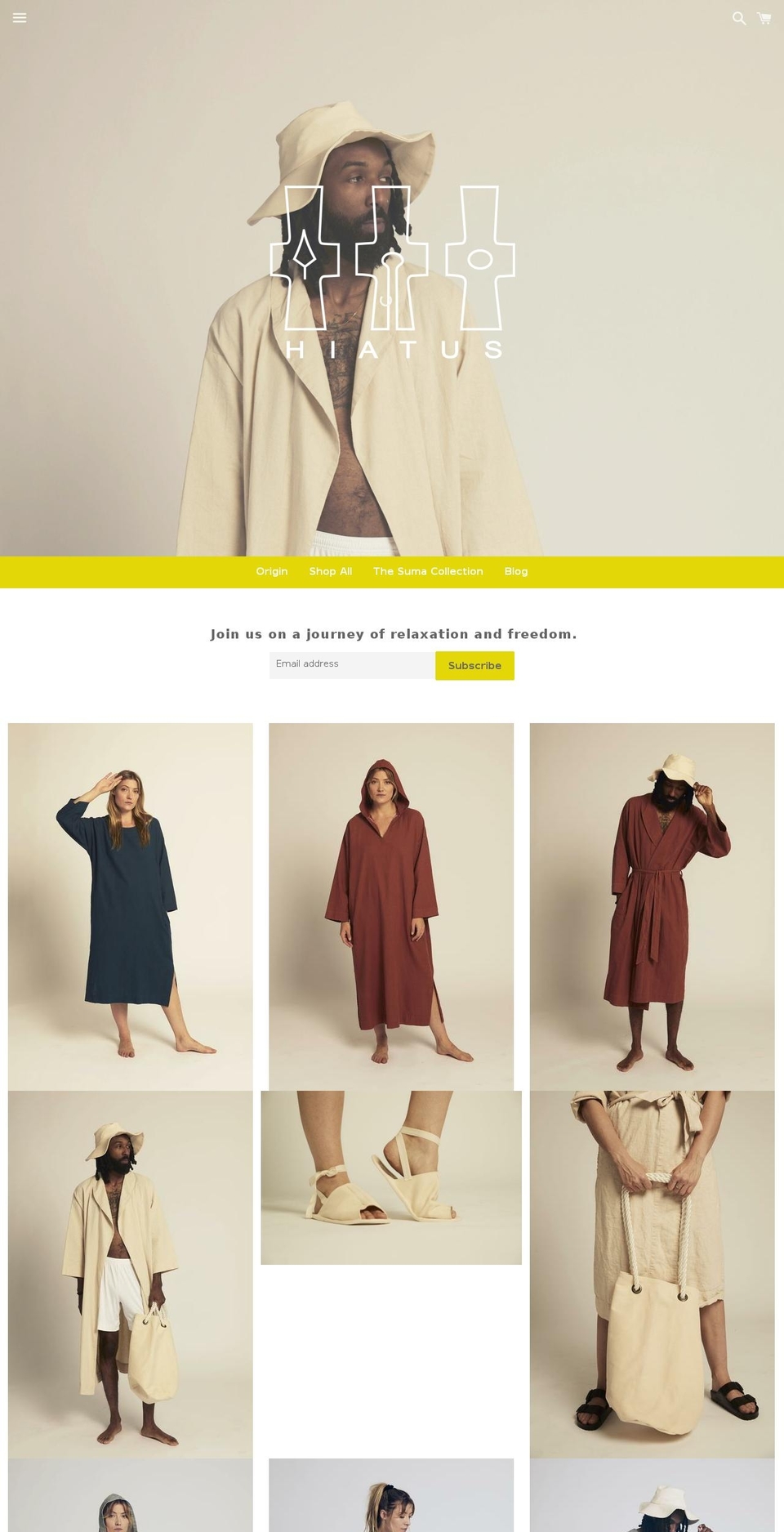 houseofhiatus.com shopify website screenshot