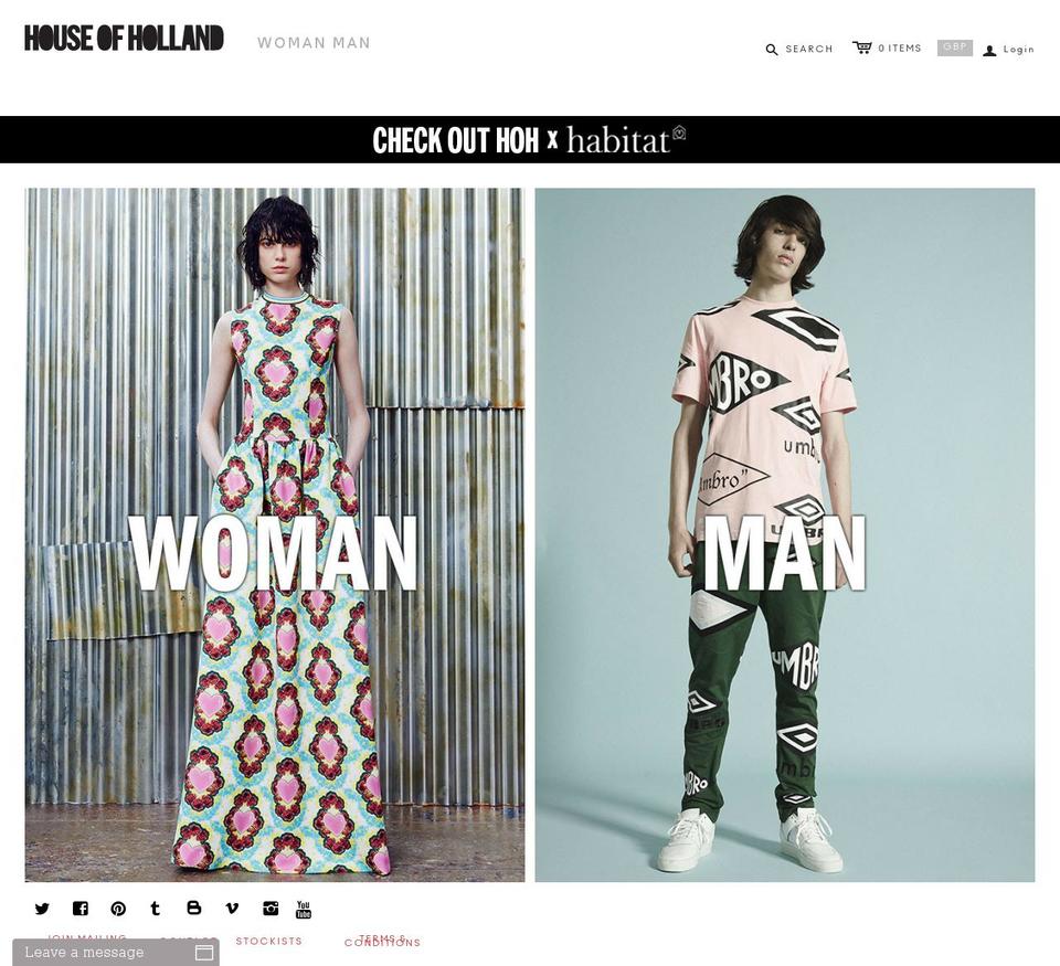 Broadcast Shopify theme site example houseofholland.co.uk