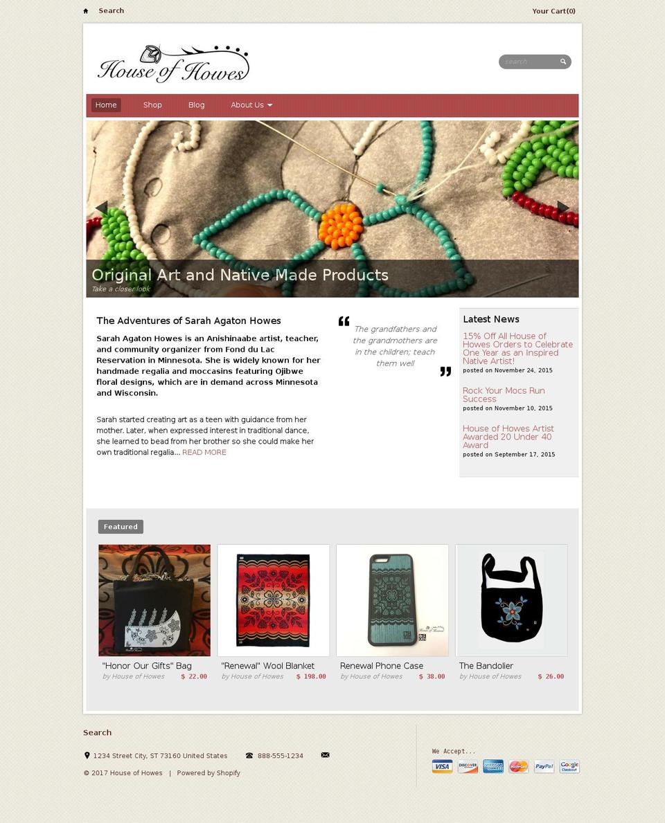 houseofhowes.com shopify website screenshot