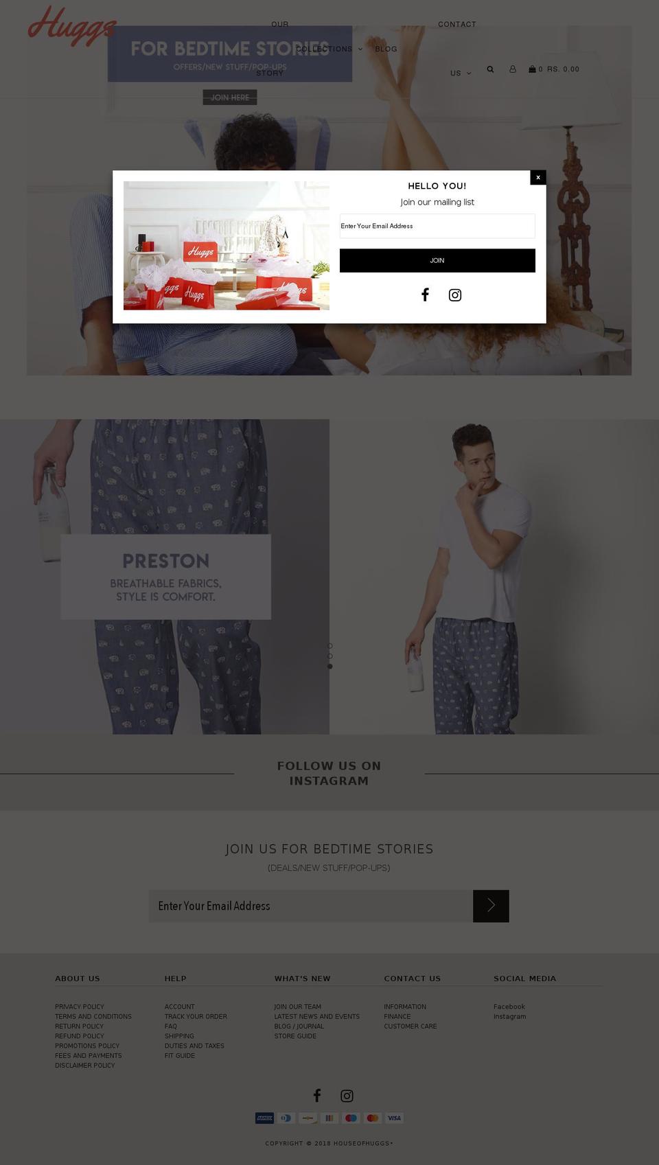 houseofhuggs.com — Shopify storefront screenshot