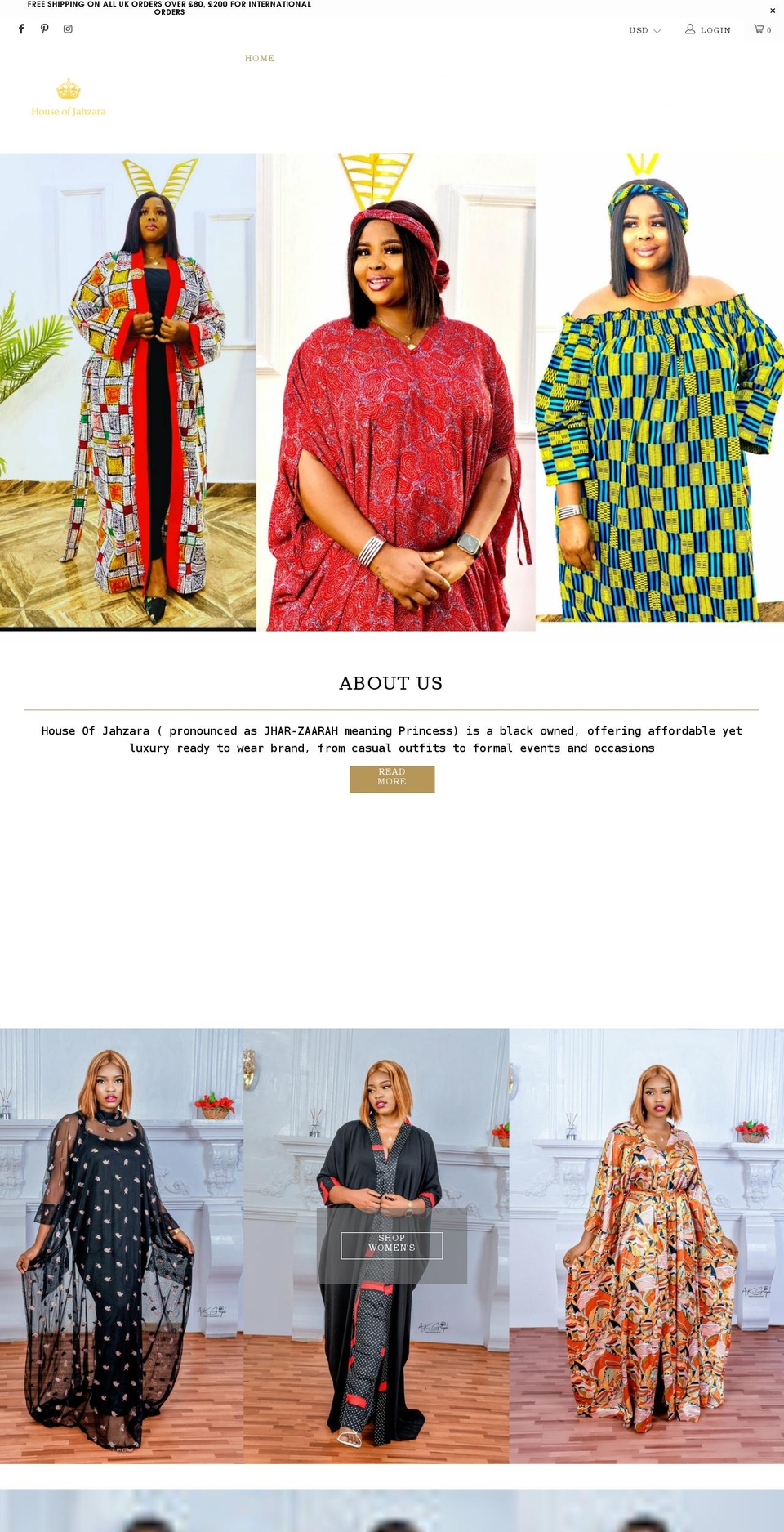 houseofjahzara.com shopify website screenshot