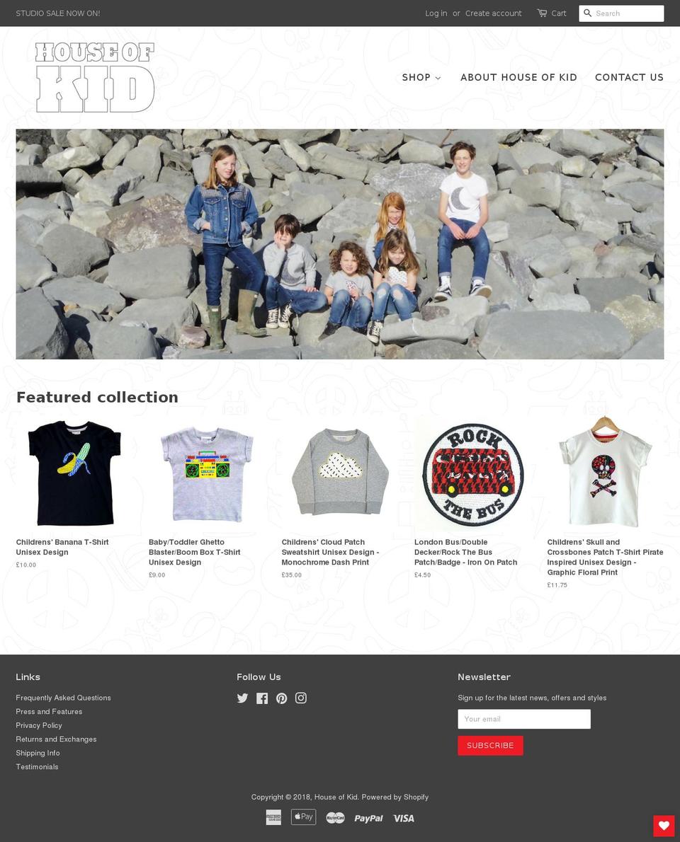 houseofkidshop.com — Shopify storefront screenshot