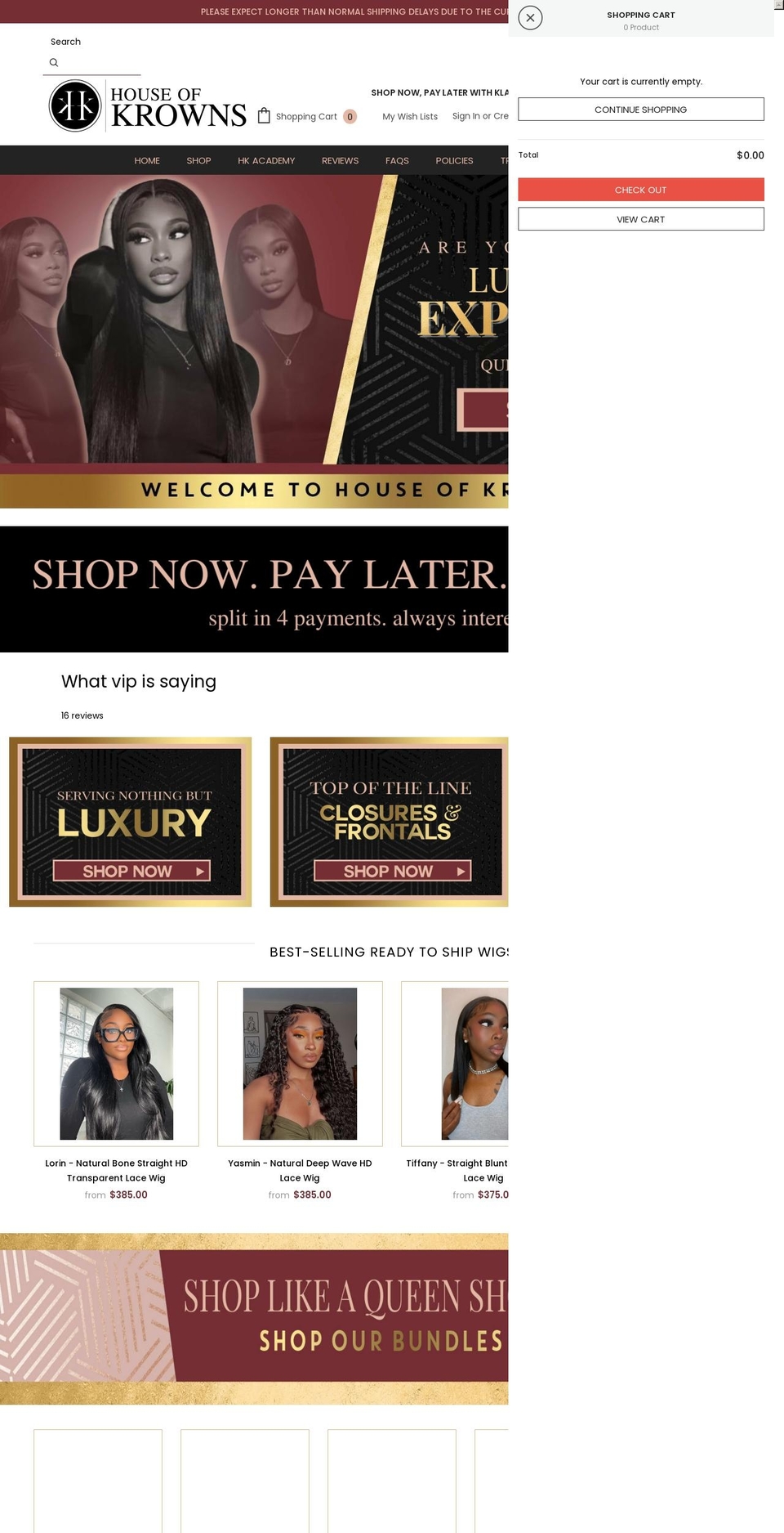 houseofkrowns.com shopify website screenshot