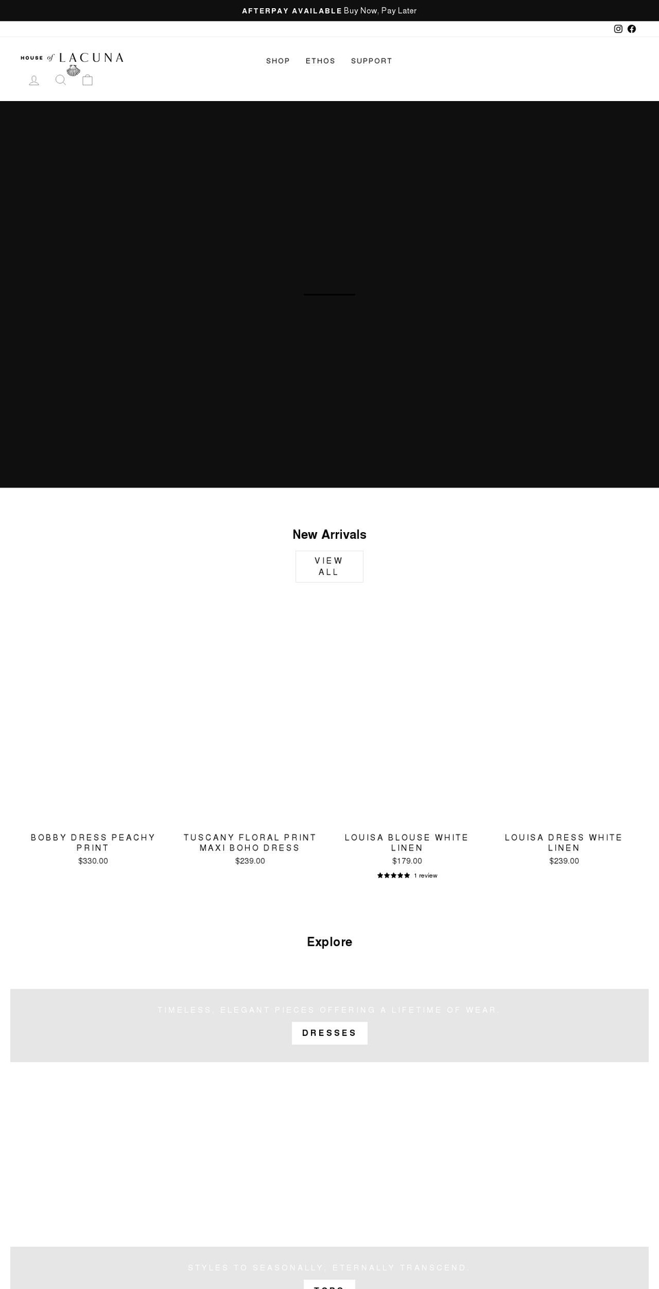 houseoflacuna.com shopify website screenshot