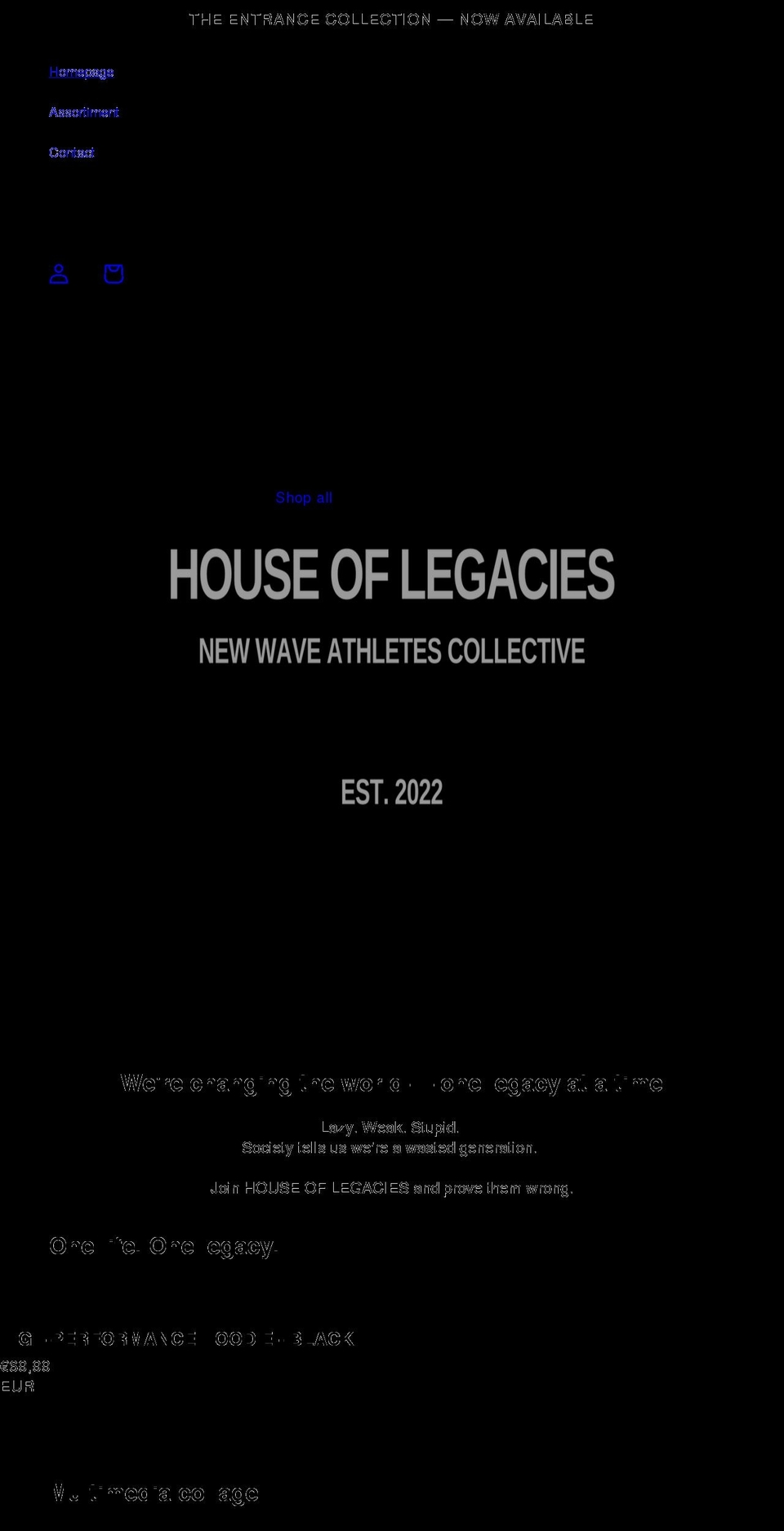 houseoflegacies.com shopify website screenshot