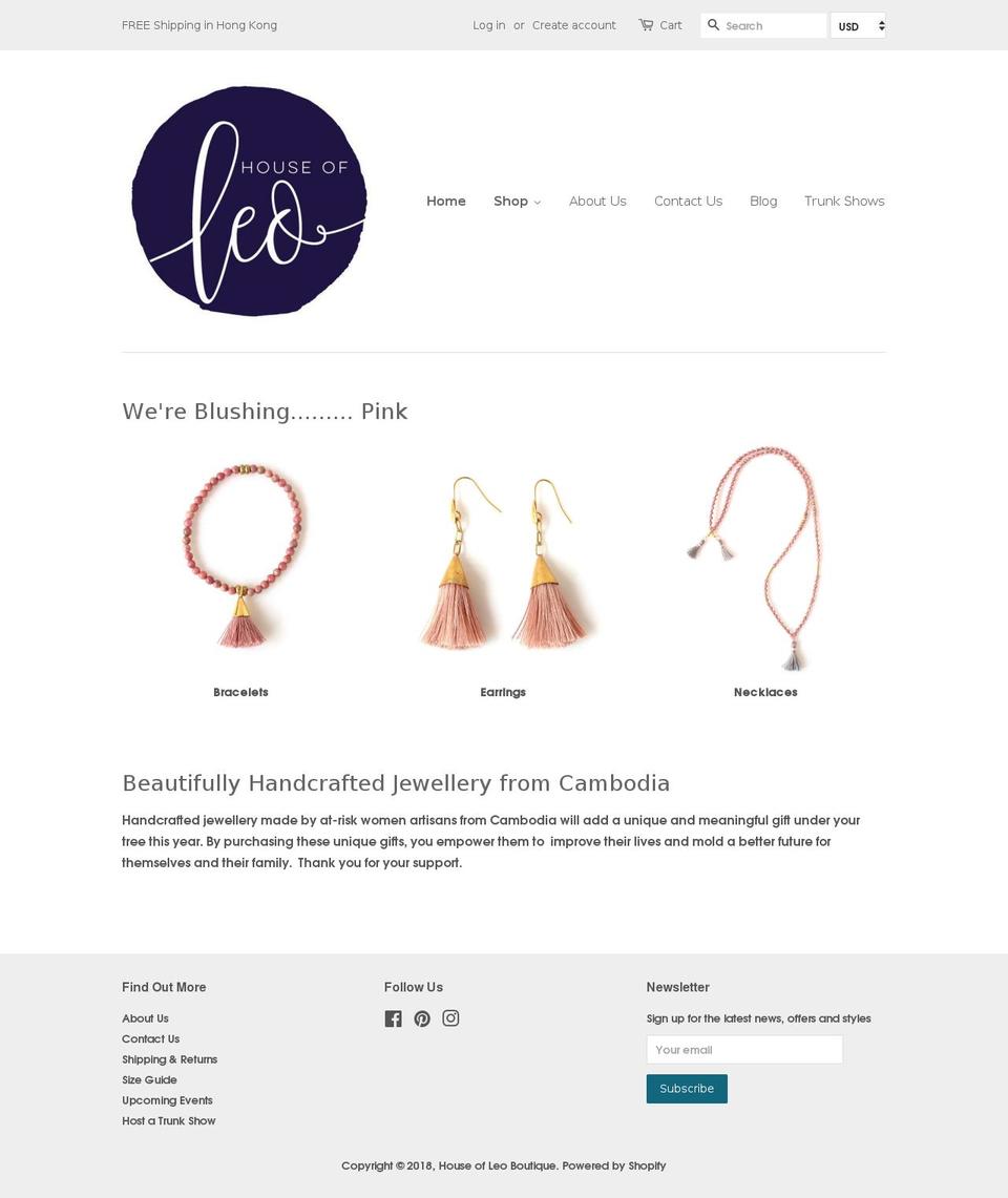 houseofleoboutique.com — Shopify storefront screenshot