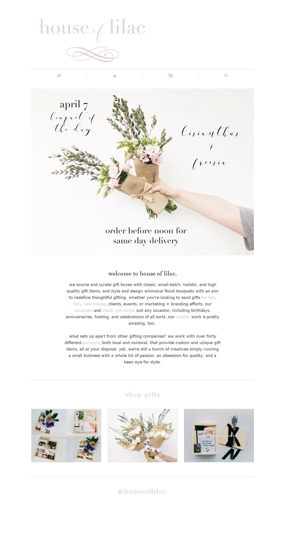 houseoflilac.com shopify website screenshot