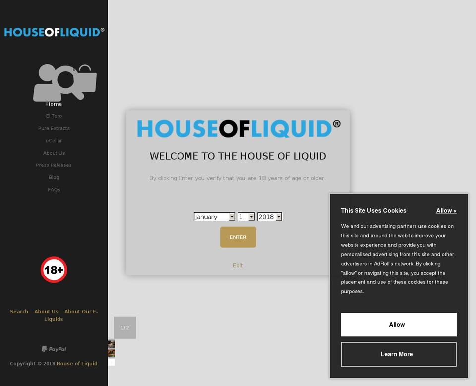 houseofliquid.co.uk shopify website screenshot