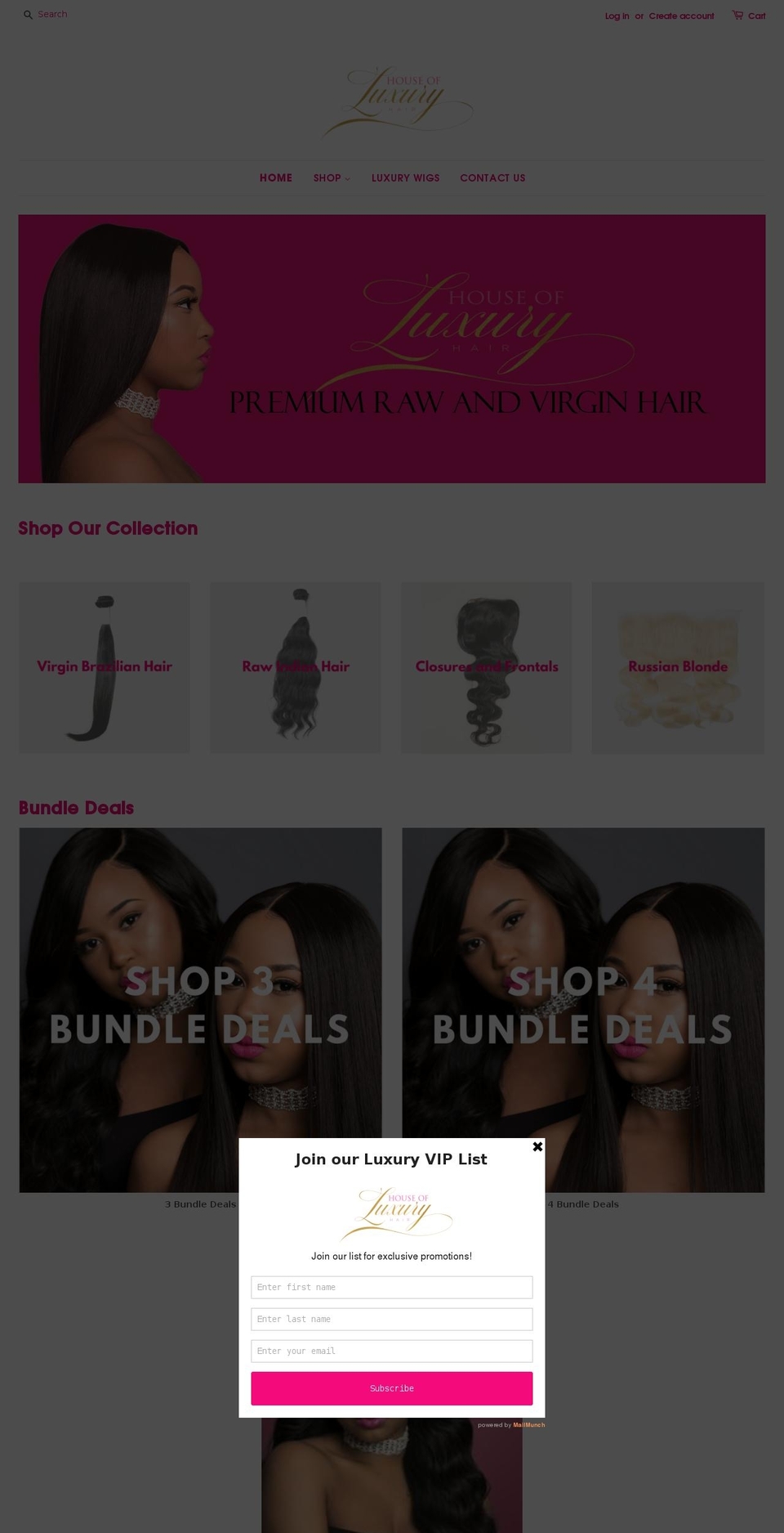 houseofluxuryhair.com — Shopify storefront screenshot