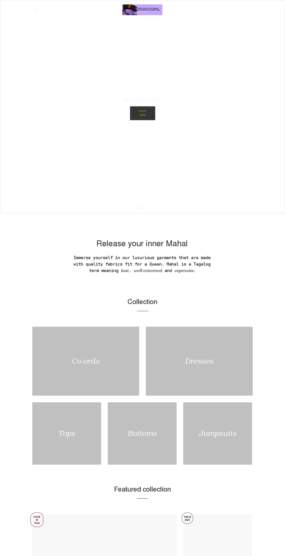 houseofmahal.com shopify website screenshot