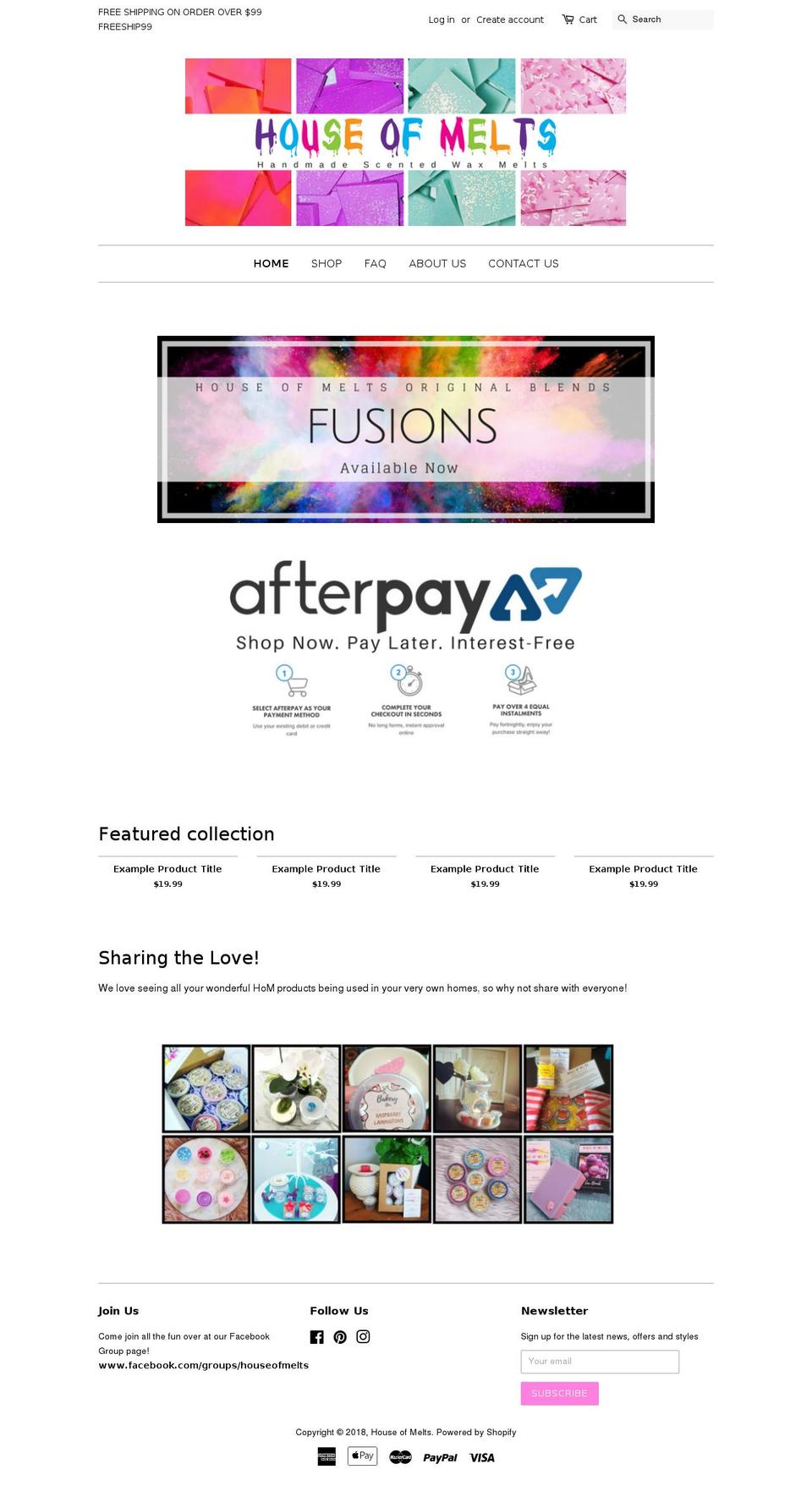 houseofmelts.com shopify website screenshot