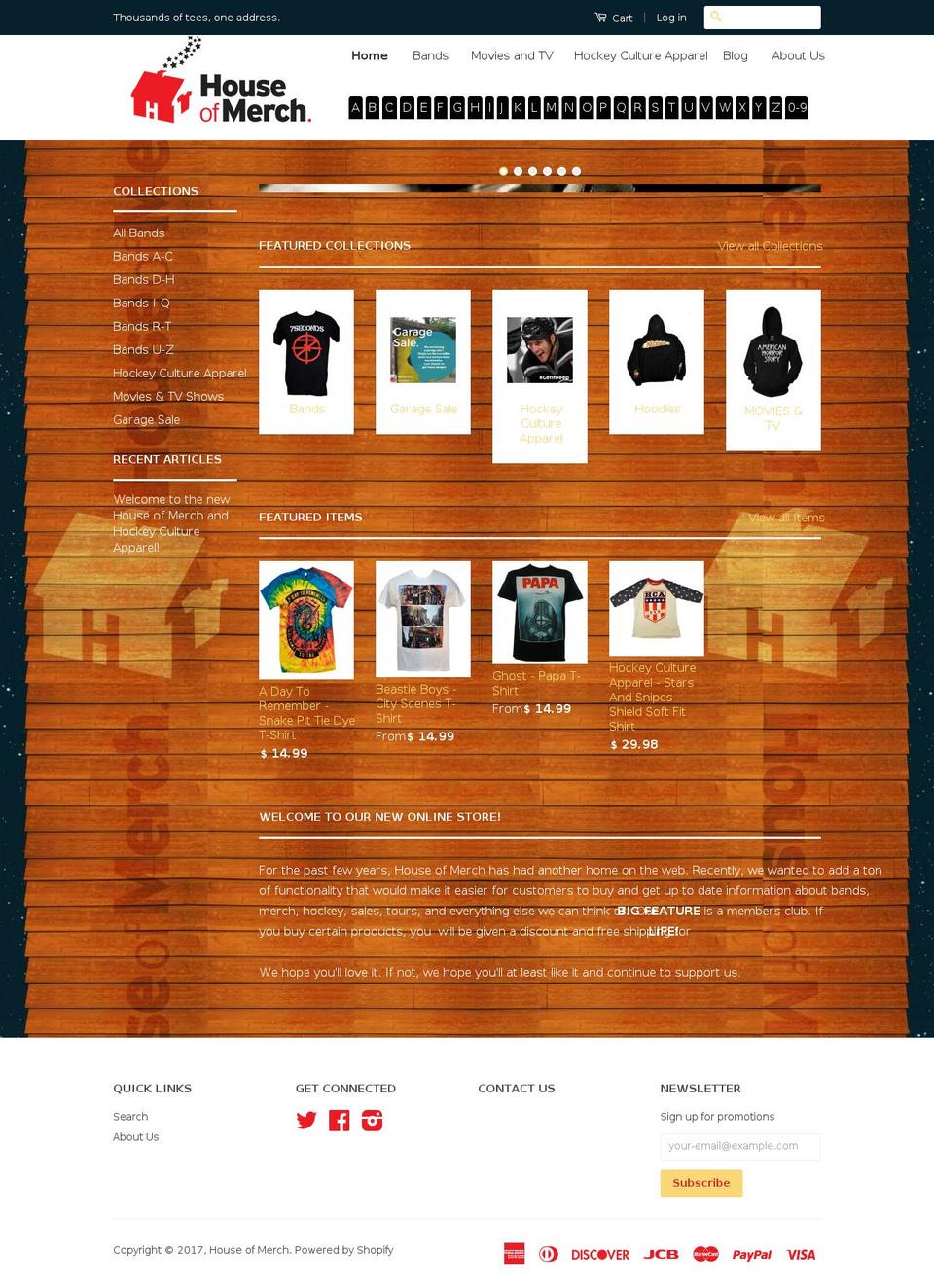 houseofmerch.com shopify website screenshot