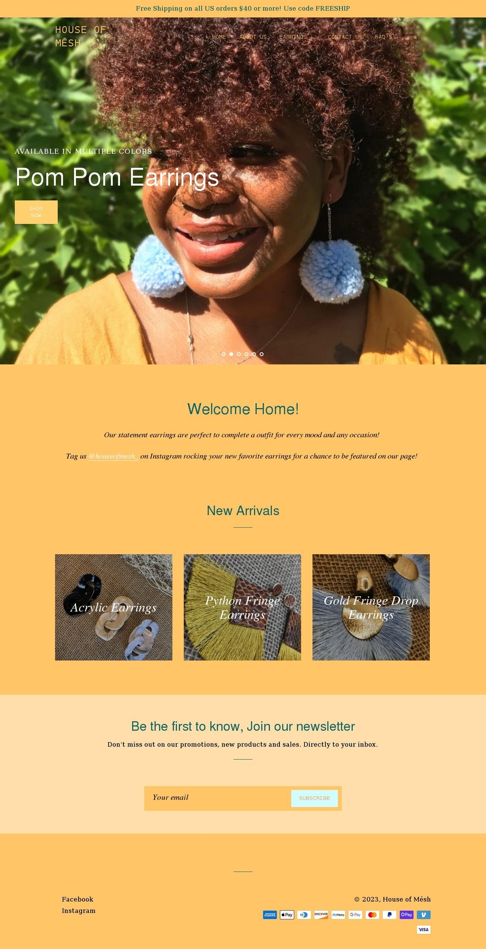 houseofmeshfh.com shopify website screenshot
