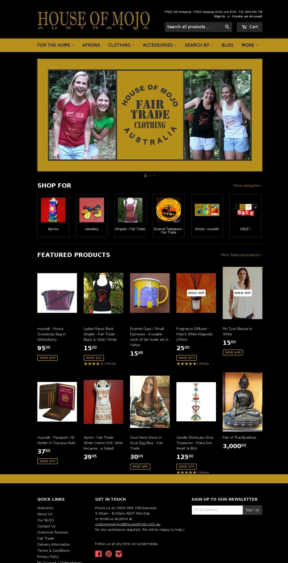 houseofmojoaustralia.com shopify website screenshot
