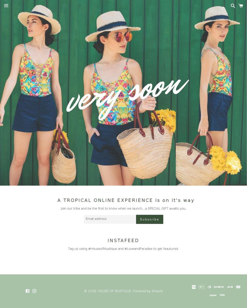 houseofmustique.com — Shopify storefront screenshot