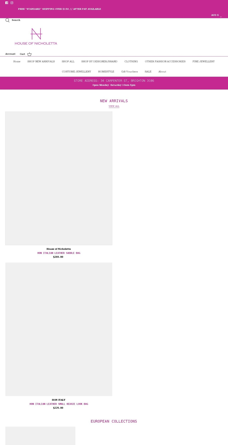 houseofnicholetta.com.au shopify website screenshot