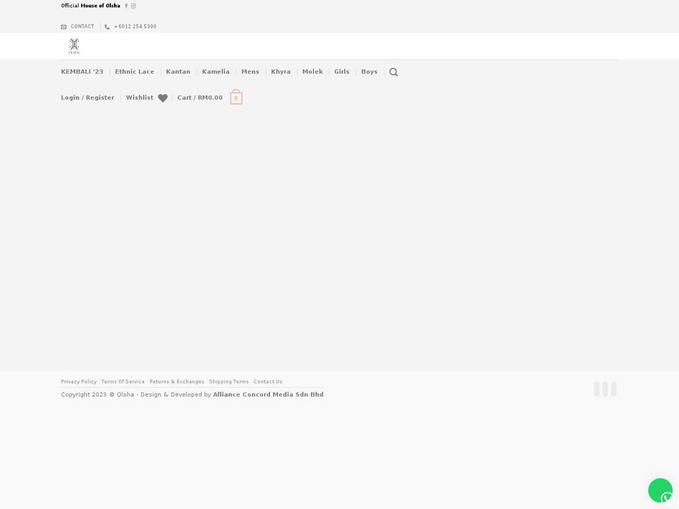 houseofolsha.com — Shopify storefront screenshot
