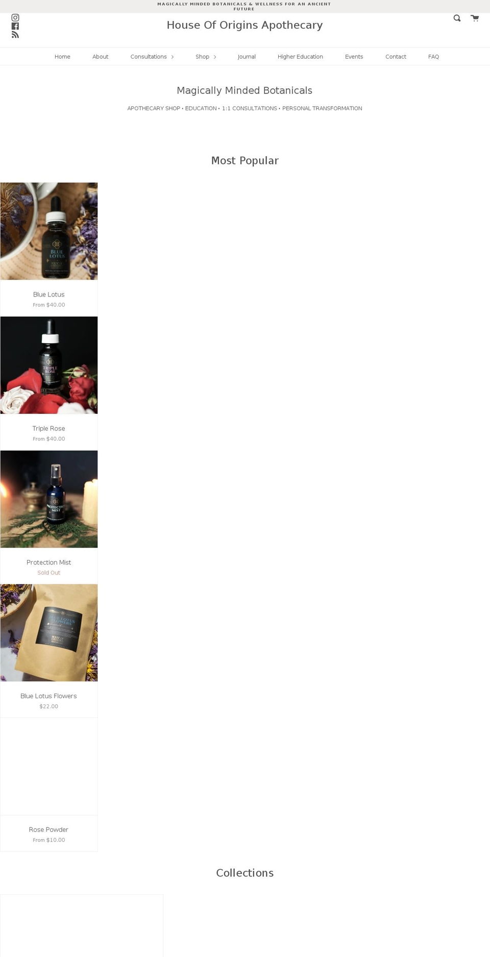 houseoforigins.ca shopify website screenshot
