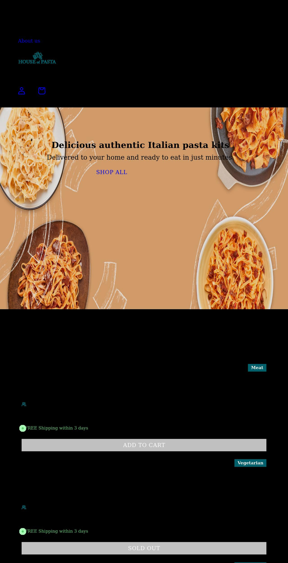 houseofpasta.co shopify website screenshot