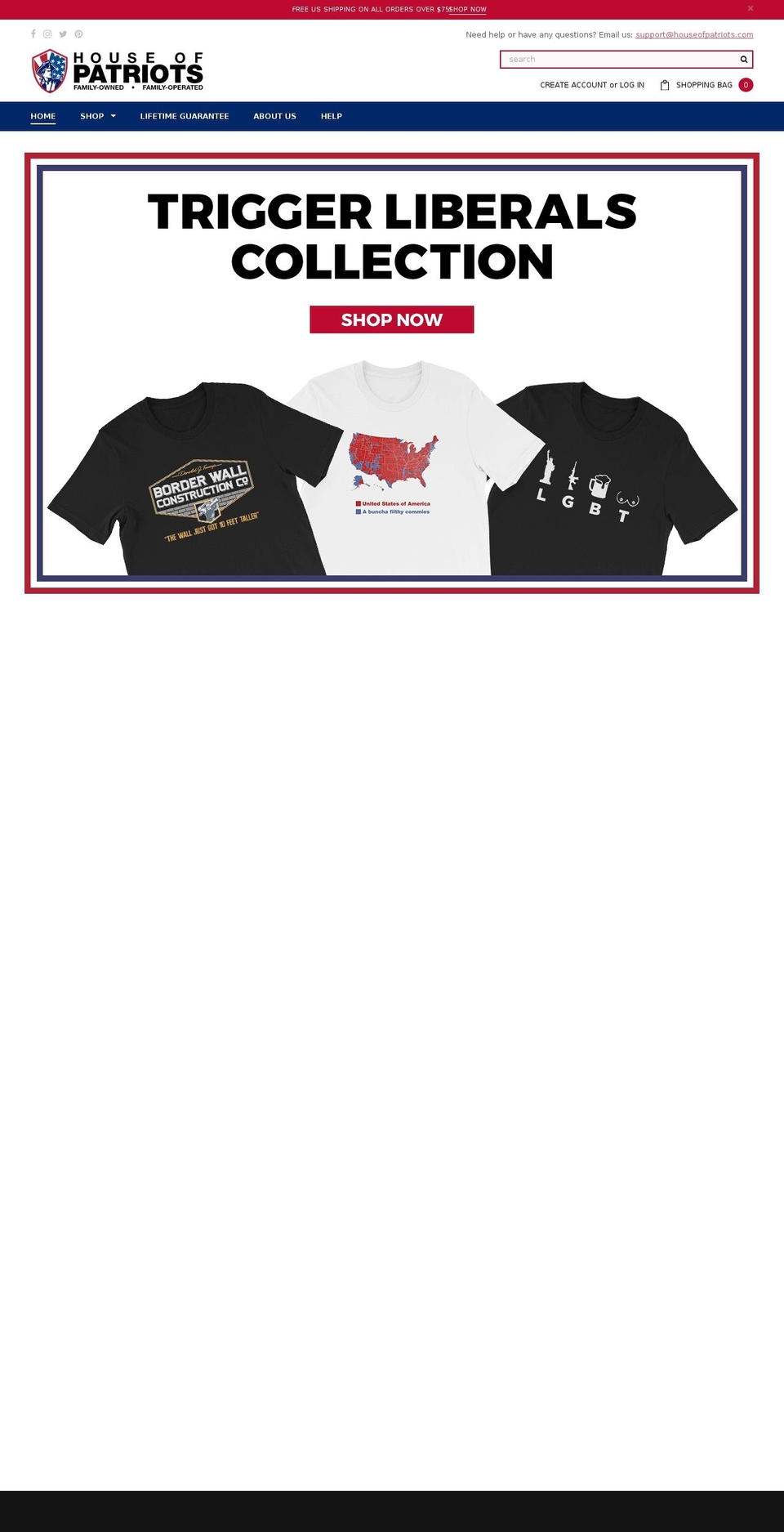 houseofpatriots.com shopify website screenshot