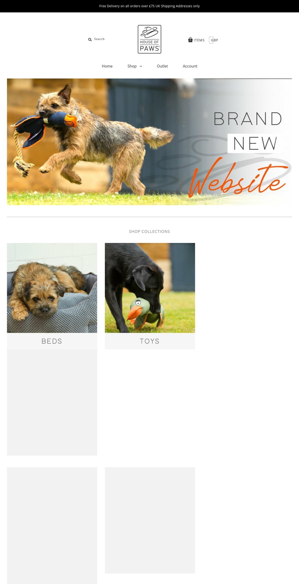 houseofpaws.co.uk shopify website screenshot