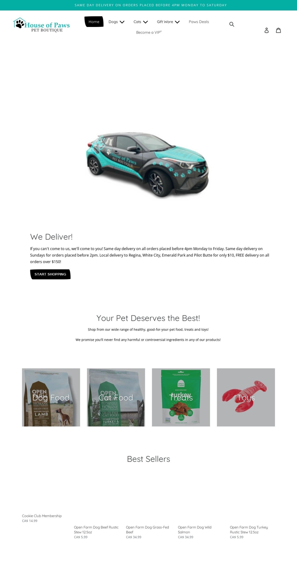 houseofpawsboutique.com shopify website screenshot