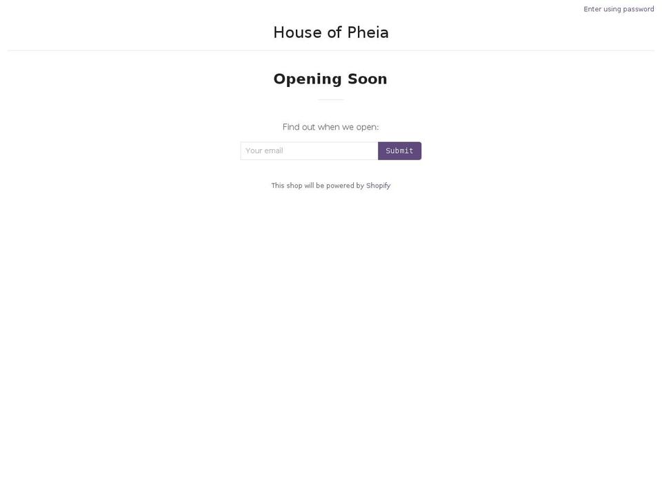 houseofpheia.com — Shopify storefront screenshot