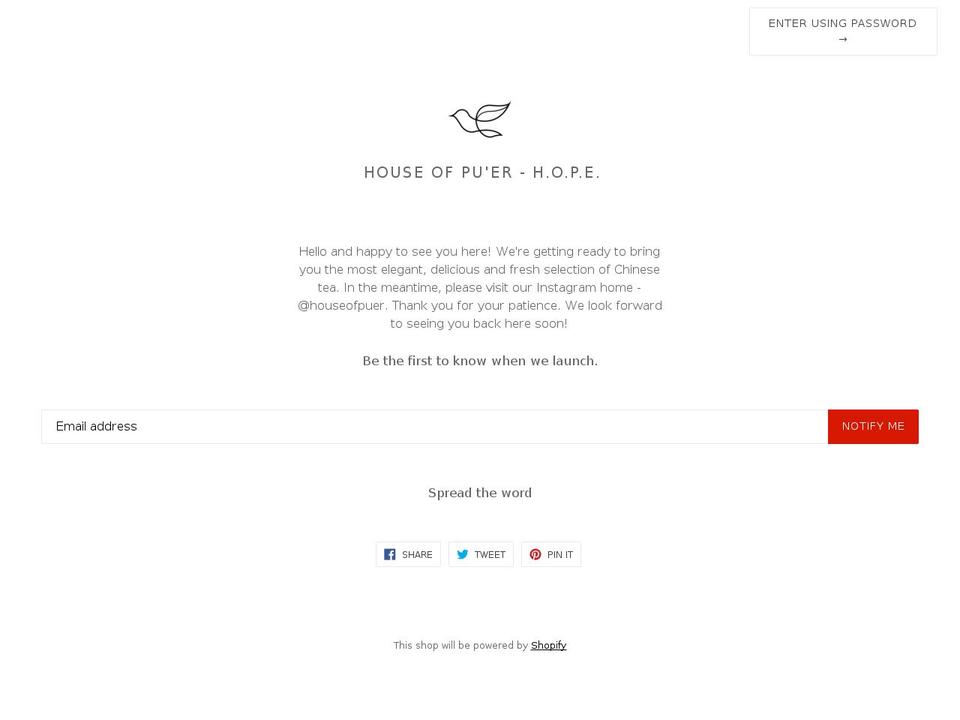 houseofpuerh.com — Shopify storefront screenshot