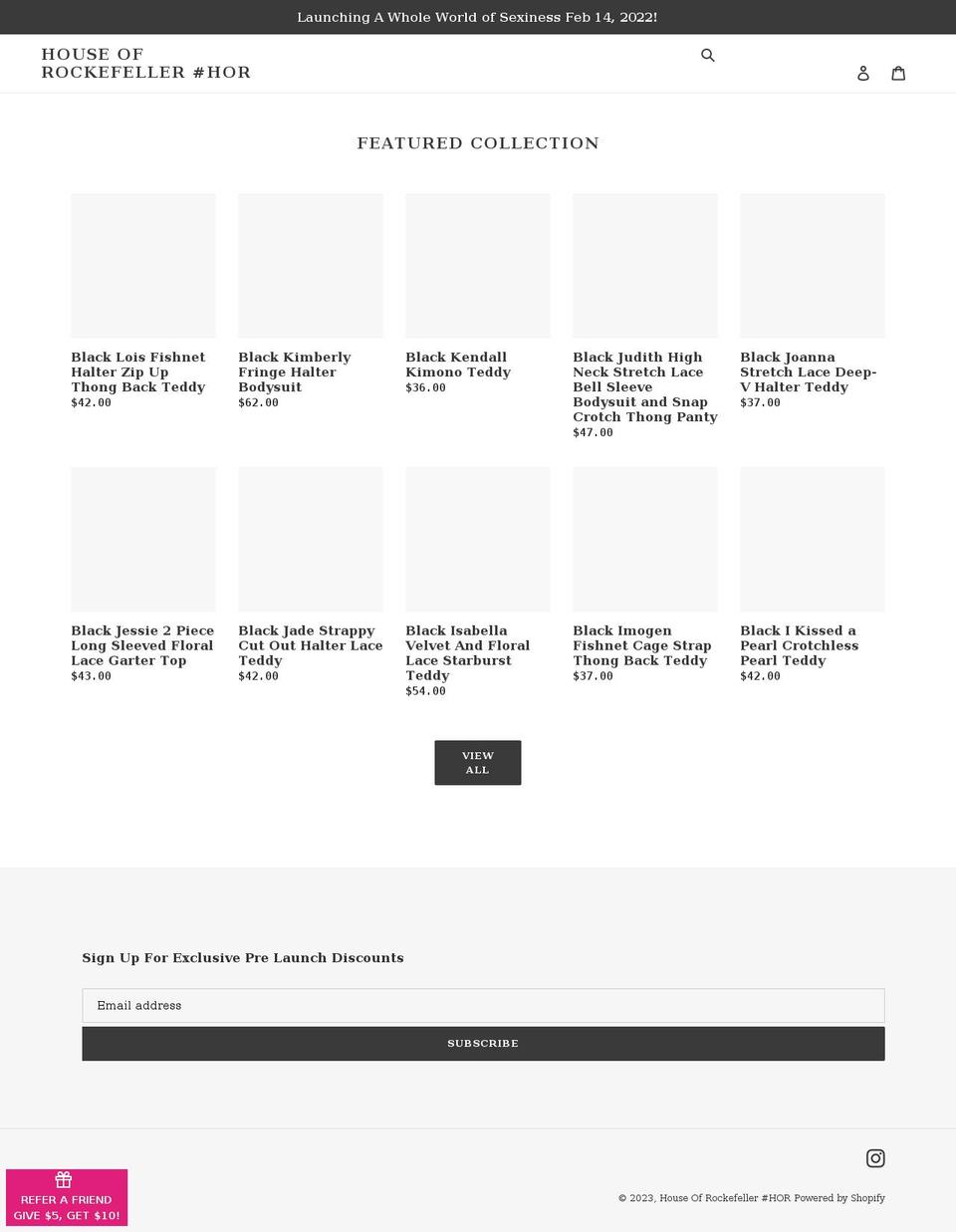 houseofrockefeller.com shopify website screenshot