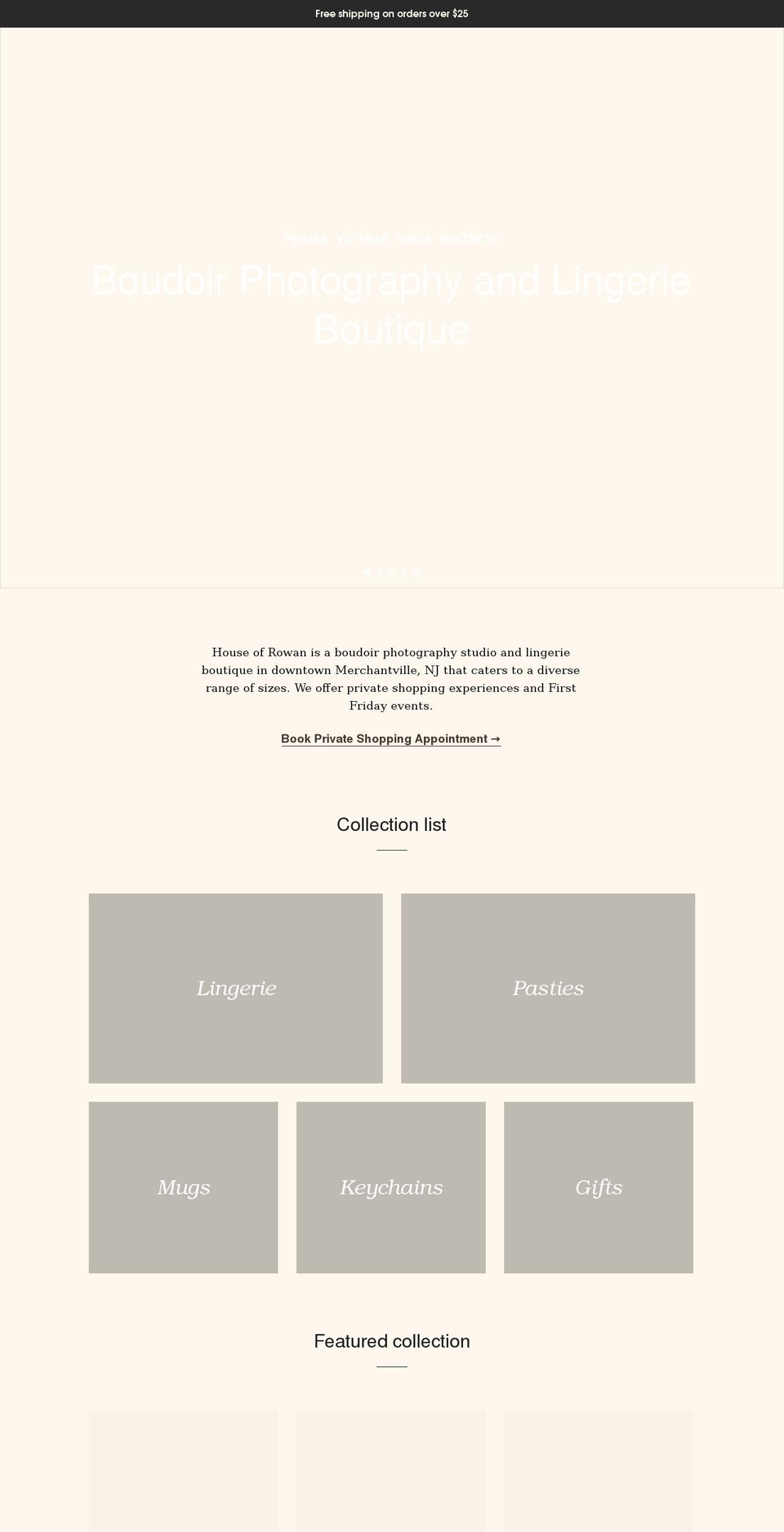 houseofrowanboutique.com shopify website screenshot