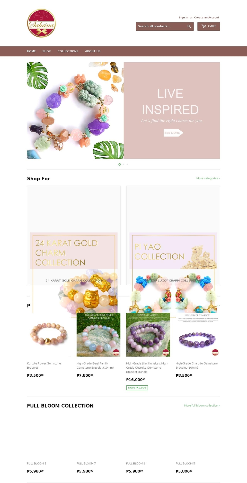 houseofsabrina.com — Shopify storefront screenshot