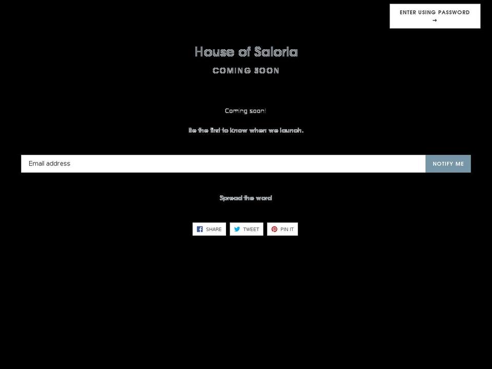 houseofsaloria.com — Shopify storefront screenshot