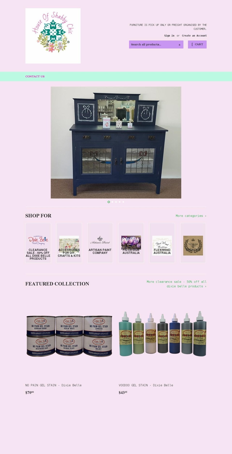 houseofshabbychic.com.au shopify website screenshot