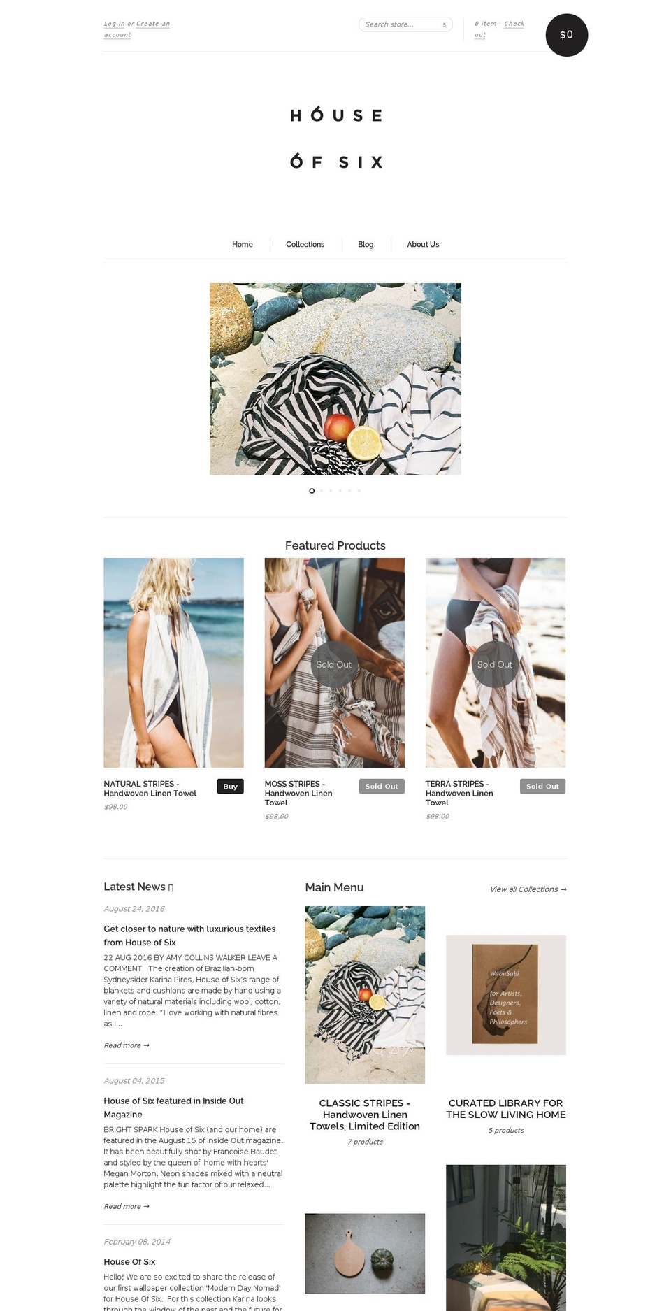 houseofsix.com.au shopify website screenshot