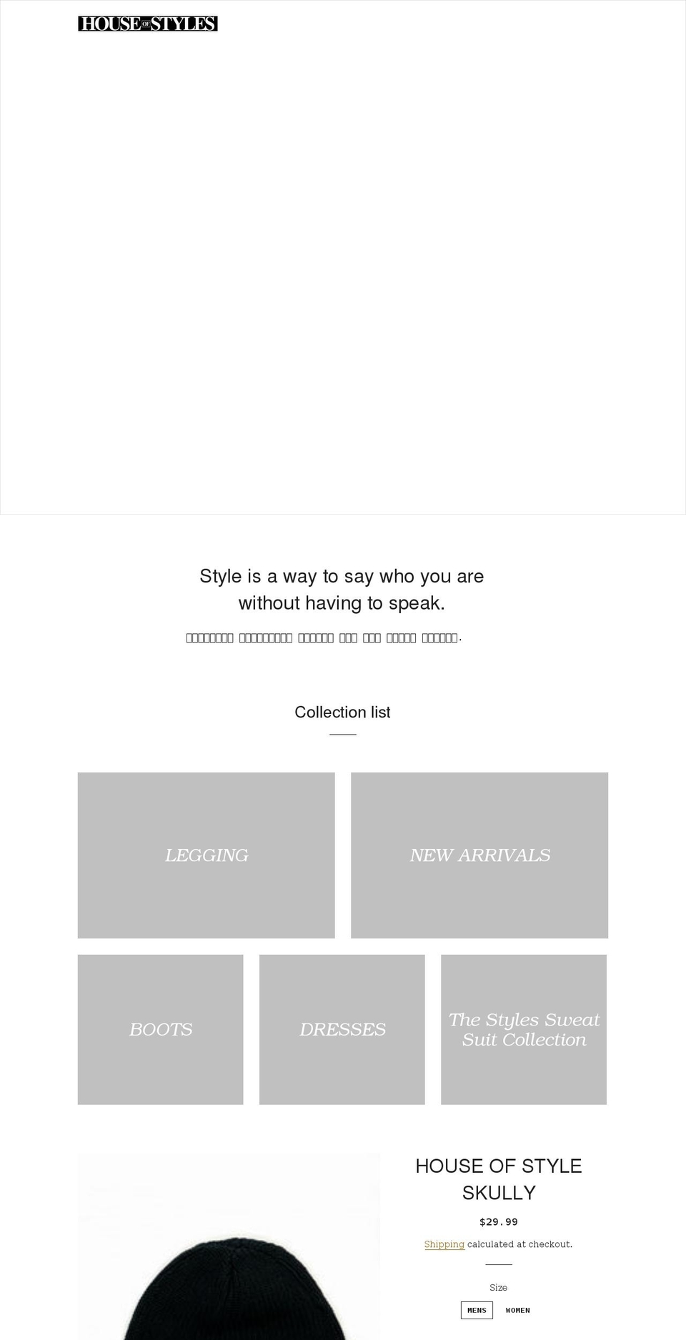houseofstyles.com shopify website screenshot