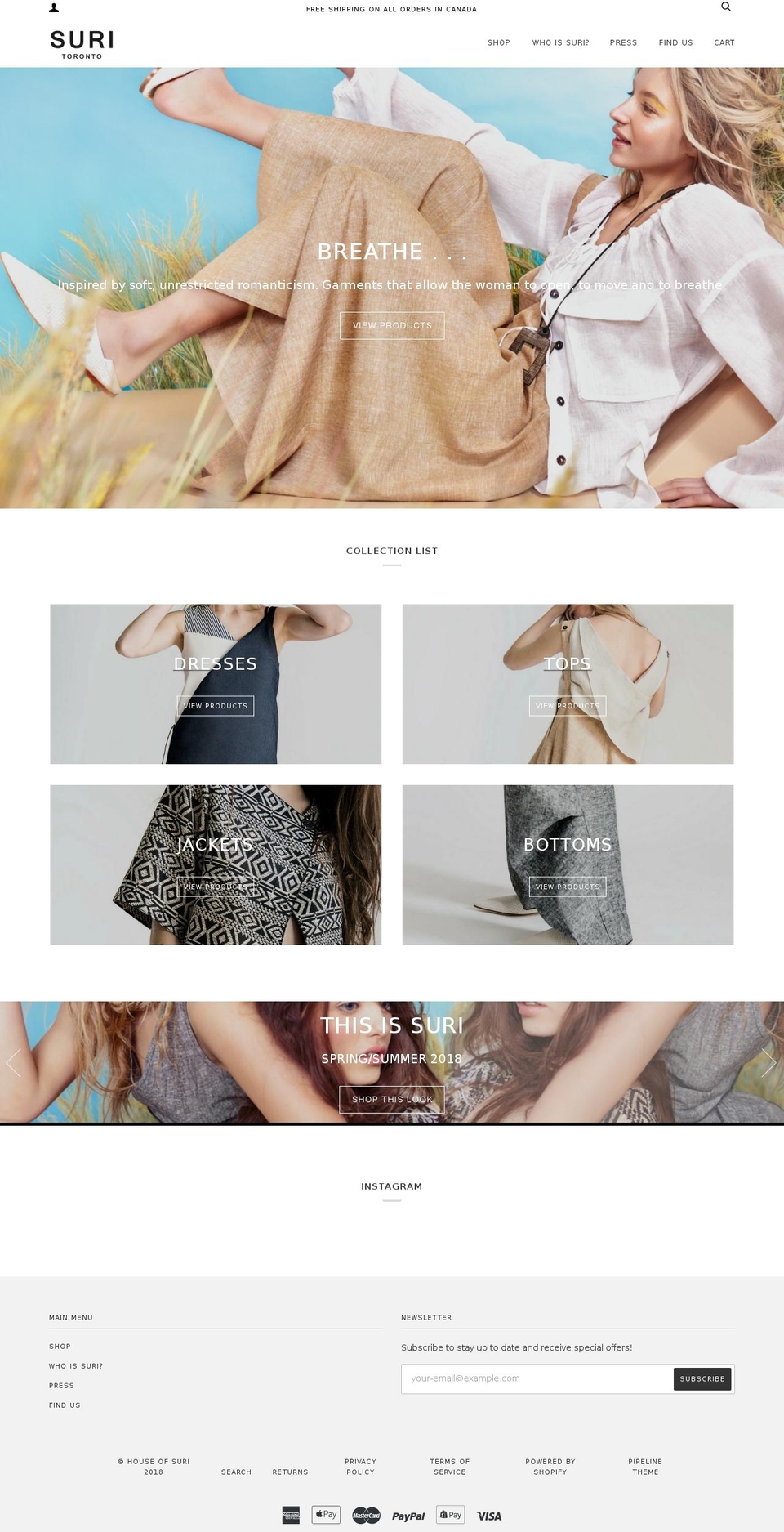 houseofsuri.com — Shopify storefront screenshot