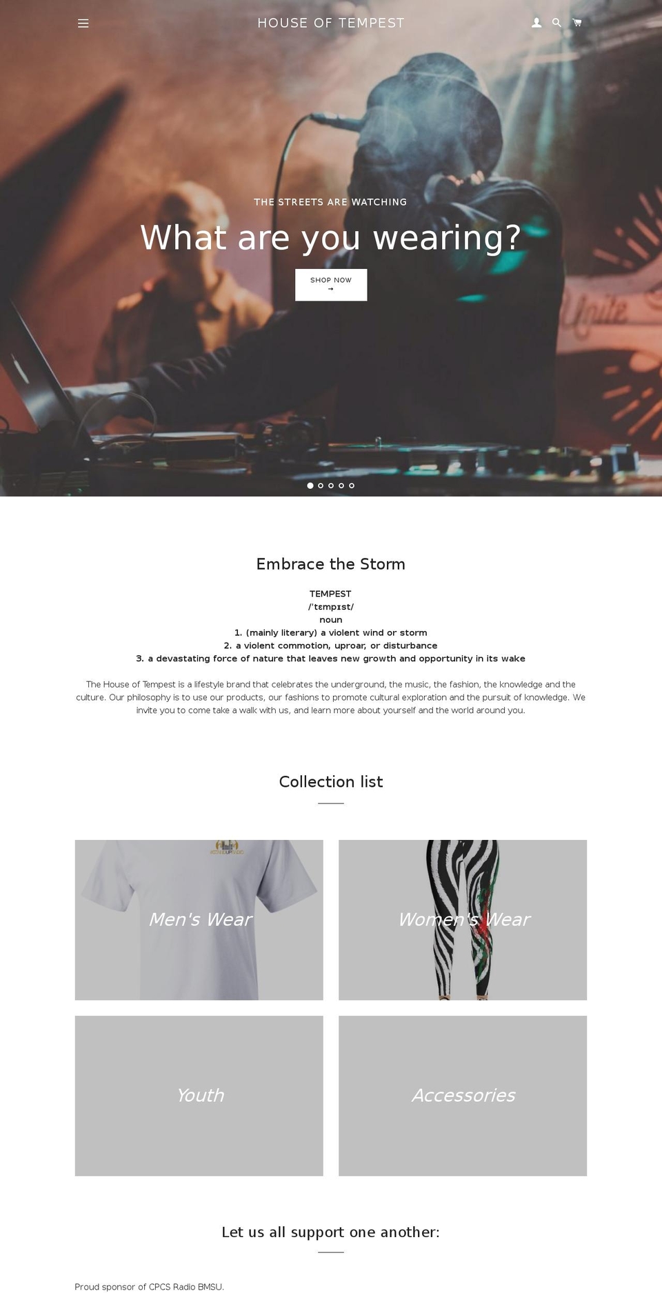 houseoftempest.com shopify website screenshot
