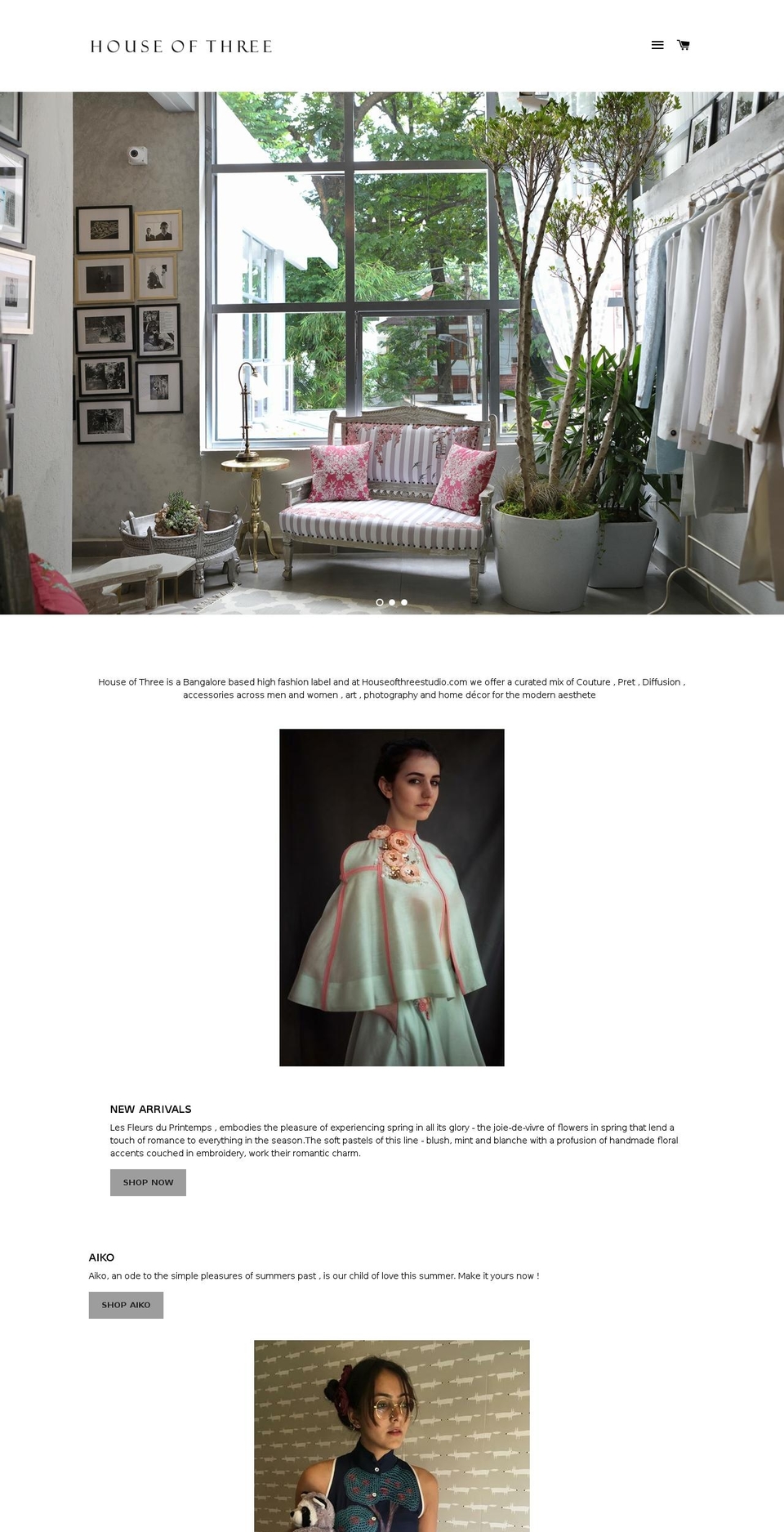 houseofthreestudio.com shopify website screenshot