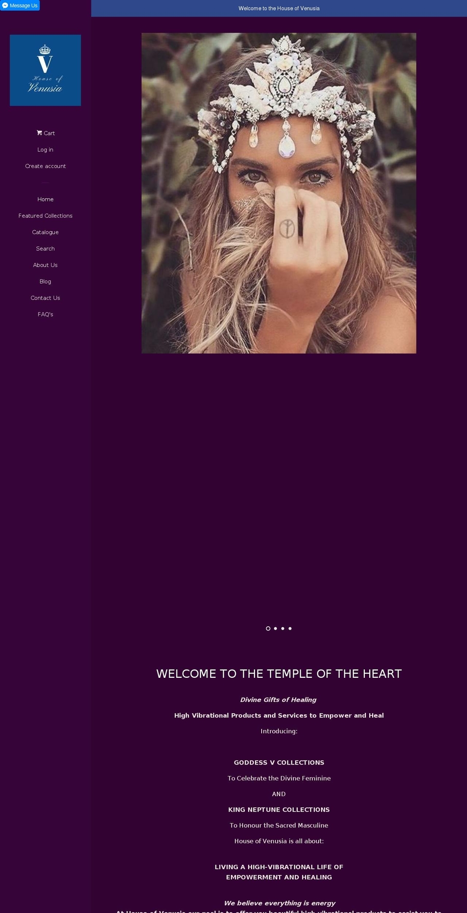 houseofvenusia.com — Shopify storefront screenshot