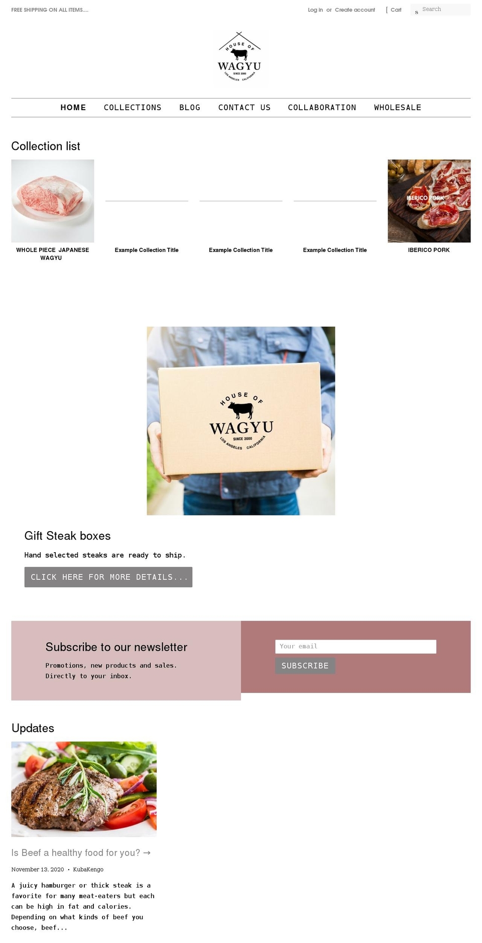 houseofwagyu-la.com shopify website screenshot