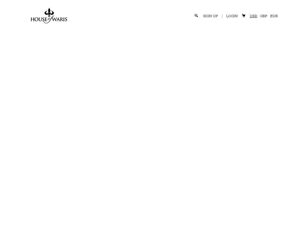 houseofwaris.com shopify website screenshot